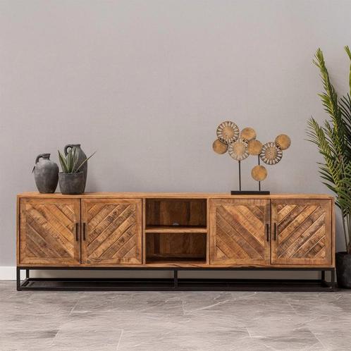 Tv-meubel Mangohout Sabia 200 cm, Huis en Inrichting, Kasten | Televisiemeubels, 25 tot 50 cm, Nieuw, Overige houtsoorten, Minder dan 100 cm