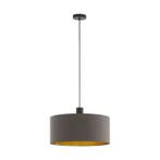 Bruine moderne hanglamp stof, Mies, Huis en Inrichting, Lampen | Hanglampen, Nieuw, Ophalen of Verzenden, 75 cm of meer, Modern