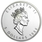 Canadian Maple Leaf 1 oz 1999 (1.229.442 oplage), Zilver, Losse munt, Verzenden, Noord-Amerika