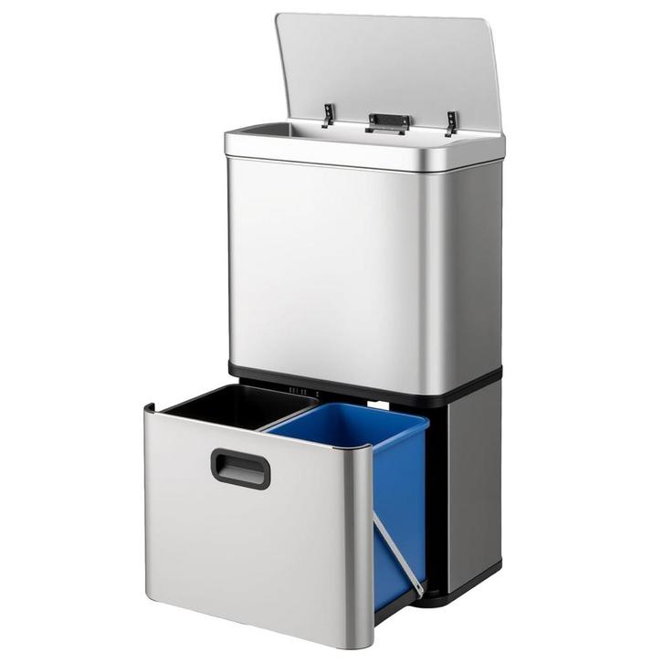 Prullenbak - Afvalbak - Vuilnisbak - 56 Liter - Zilver - COS, Huis en Inrichting, Woonaccessoires | Prullenbakken, Zo goed als nieuw