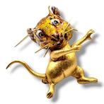 Broche Vintage 14k goud en emaille geweldige pin broche muis