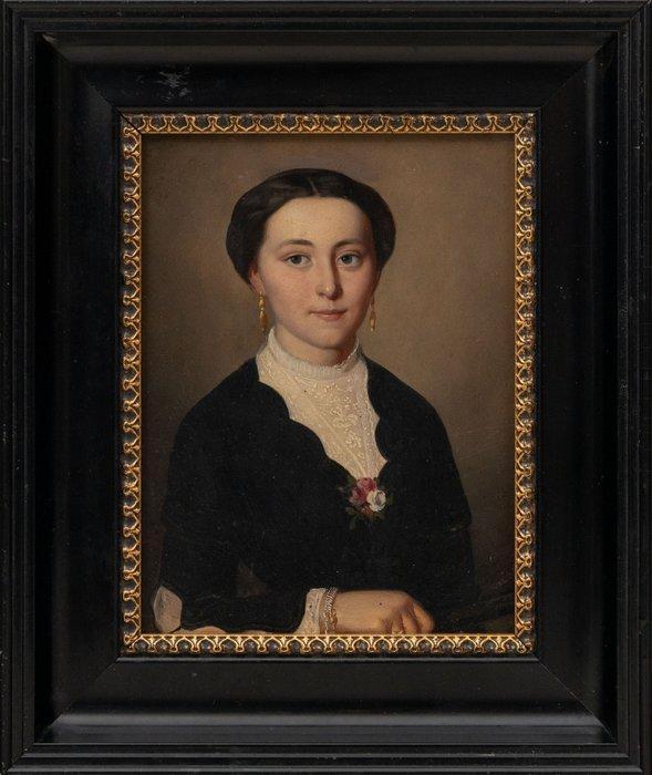 Oostenrijkse school (XIX) - Portrait of a Young Lady, Antiek en Kunst, Kunst | Schilderijen | Klassiek