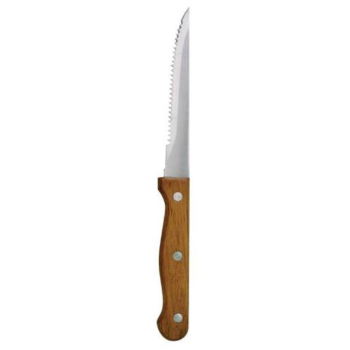 Steakmes RVS Bruin Hout Gekarteld 21,5cm | 12 stuks, Zakelijke goederen, Horeca | Overige, Verzenden