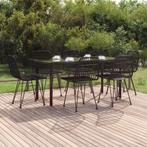vidaXL 7-delige Tuinset poly rattan zwart, 6 zitplaatsen, Nieuw, Tuinset, Verzenden