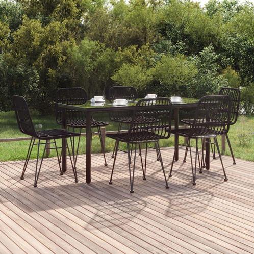 vidaXL 7-delige Tuinset poly rattan zwart, Tuin en Terras, Tuinsets en Loungesets, Tuinset, Nieuw, 6 zitplaatsen, Rotan, Verzenden