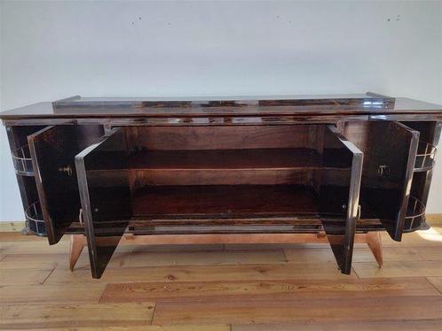 Credenza - hard hout, Zilver verguld, Lak - Bar Art Deco, Antiek en Kunst, Kunst | Designobjecten