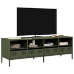 vidaXL Tv-meubel 135x39x43,5 cm koudgewalst staal olijfgroen, Minder dan 50 cm, Verzenden, Nieuw, Minder dan 100 cm