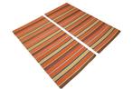 Oranje gestreepte set (2x) - Kelim - 135 cm - 70 cm -, Nieuw
