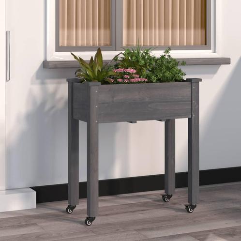 vidaXL Plantenbak op wieltjes 71x37x80 cm massief vurenhout, Tuin en Terras, Bloembakken en Plantenbakken, 60 tot 100 cm, Nieuw