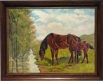 Klaas van Vliet (1841-1917) - Paard met veulen, Antiek en Kunst
