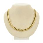 Robuust gouden gourmet schakelcollier (Ketting), Sieraden, Tassen en Uiterlijk, Kettingen, Ophalen of Verzenden, Gebruikt, Overige kleuren