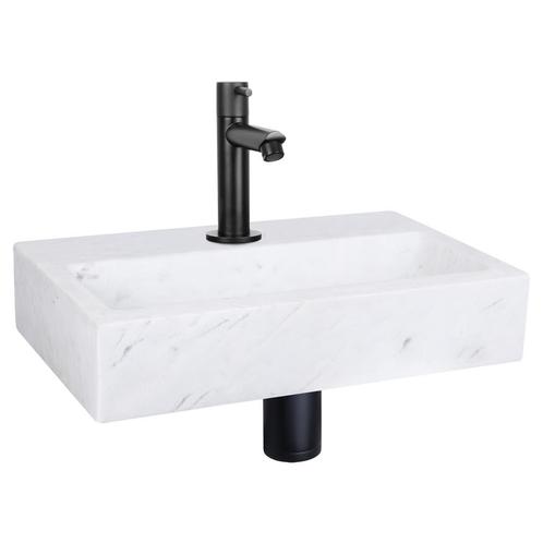 Fonteinset Differnz Flat Marmer 38x24x8 cm Wit Met Rechte, Doe-het-zelf en Verbouw, Sanitair, Overige typen, Nieuw, Ophalen of Verzenden