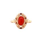 Gouden vintage ring met bloedkoraal 14 krt, Ophalen of Verzenden, Nieuw
