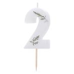 Witte Kaars 2 Jaar Gebladerd 5cm, Hobby en Vrije tijd, Verzenden, Nieuw