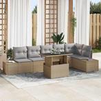 vidaXL 7-delige tuinsofa set met kussens in beige poly, Verzenden, Nieuw, Rotan