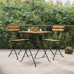 vidaXL Bistrostoelen 2 st inklapbaar massief teakhout en, Tuin en Terras, Tuinstoelen, Verzenden, Nieuw, Hout