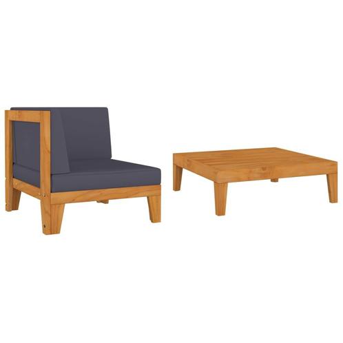 vidaXL 2-delige Loungeset met kussens massief acaciahout, Tuin en Terras, Tuinsets en Loungesets, Loungeset, Nieuw, Textileen