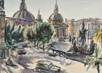 Jan Sluijters Jr. (1914-2005) - Piazza del populo, Rome, Antiek en Kunst