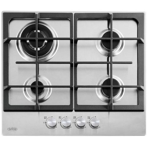 Belling GHU603CI Gaskookplaat 60 cm roestvrijstaal, Witgoed en Apparatuur, Kookplaten, Inbouw, Gas, Nieuw, 4 kookzones, Ophalen of Verzenden