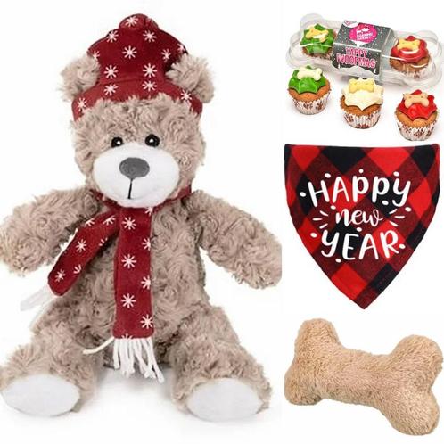 Honden kerst pakket met knuffels, bandana en cupcakes, Dieren en Toebehoren, Honden-accessoires, Nieuw, Verzenden