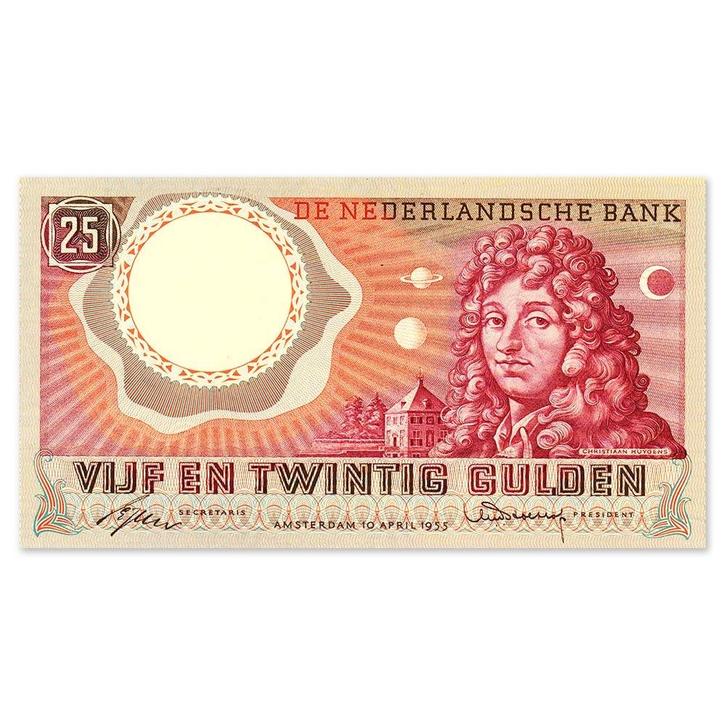 25 Gulden Huygens 1955 ZFr, Postzegels en Munten, Bankbiljetten | Nederland, Verzenden
