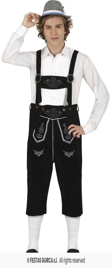 Lederhose Lang Zwart Bruno, Kleding | Heren, Carnavalskleding en Feestkleding, Nieuw, Ophalen of Verzenden