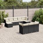 vidaXL 10-delige Loungeset met kussens poly rattan zwart, Verzenden, Nieuw, Rotan, Loungeset