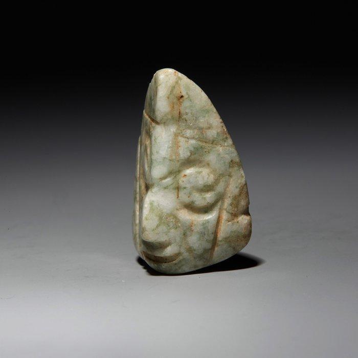 Mixteca, Mexico Jade Maskvormige hanger. 800 - 1200 na, Verzamelen, Mineralen en Fossielen