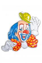 Wanddecoratie Clown Blauw Haar 50cm, Hobby en Vrije tijd, Feestartikelen, Verzenden, Nieuw
