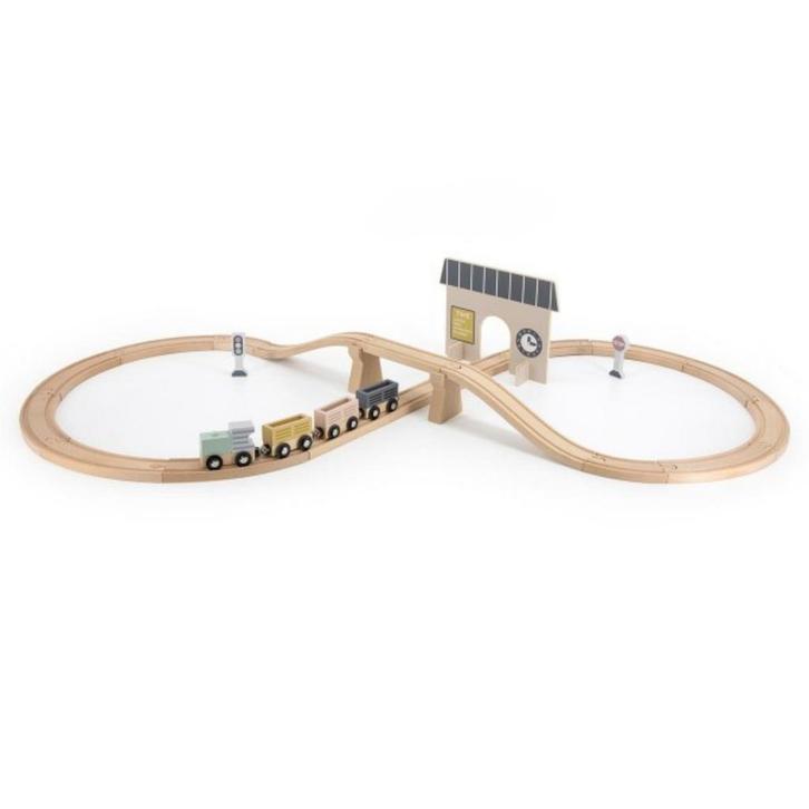 Houten treinbaan voor kinderen – Basisset met rails, trei., Kinderen en Baby's, Speelgoed | Houten speelgoed, Nieuw, Ophalen of Verzenden