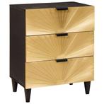 vidaXL Nachtkastje met lade Zwart en Goud 50 x 33 x 60 cm, Minder dan 45 cm, Verzenden, Nieuw, 55 tot 70 cm