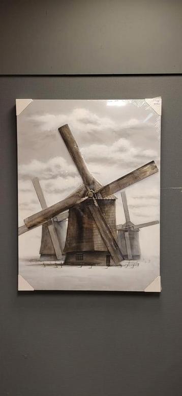 3D Olieverf schilderij Molens van Ter Halle. beschikbaar voor biedingen