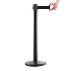 Zwarte Afzetpaal met Zwarte Trekband / Afzetlint Paaltje...