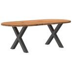 vidaXL Eettafel 220x100x74 cm ovaal massief eikenhout, Huis en Inrichting, Tafels | Eettafels, Verzenden, Nieuw