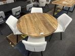 Eettafel rond met 4 eetkamerstoelen, mangohout, Huis en Inrichting, Nieuw
