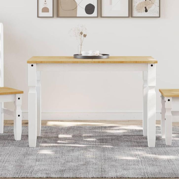 vidaXL Eettafel Corona 112x60x75 cm massief grenenhout wit, Huis en Inrichting, Tafels | Eettafels, Nieuw, Verzenden