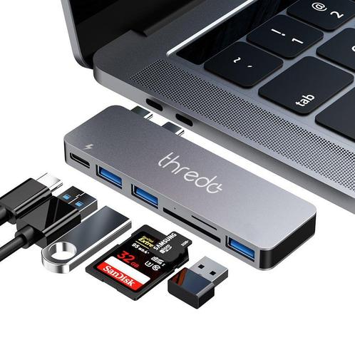 Thredo 6-in-1 USB-C Hub - Docking Station - Macbook Air en P, Computers en Software, Apple Macbooks, Nieuw, Verzenden
