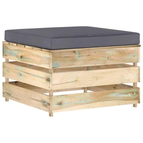 vidaXL Hocker sectioneel met kussen groen geïmpregneerd hout, Tuin en Terras, Tuinsets en Loungesets, Nieuw, Hout, Verzenden