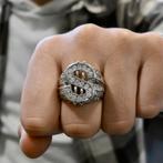 Zilveren heren ring | Dollar teken (zilveren ring), Gebruikt, Overige kleuren, 20 of groter, Heer