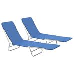 vidaXL Ligbedden inklapbaar 2 st staal en stof blauw, Tuin en Terras, Ligbedden, Verzenden, Nieuw