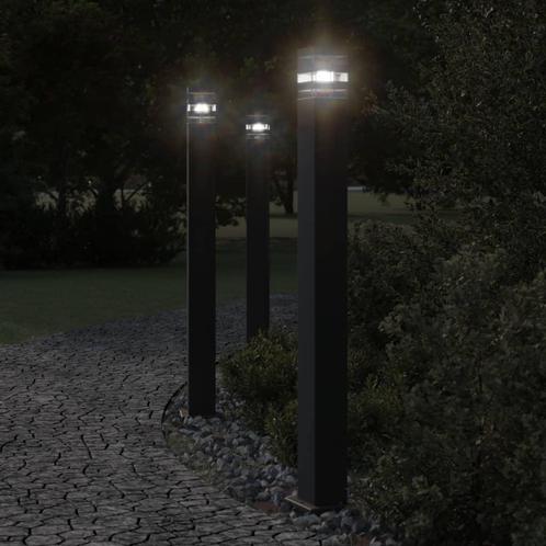 vidaXL Vloerlampen voor buiten 3 st met sensor 110 cm, Tuin en Terras, Buitenverlichting, Nieuw, Verzenden