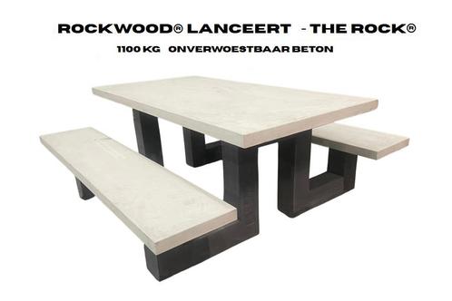Rockwood® Betonnen Picknickset The Rock 2.00m, Tuin en Terras, Picknicktafels, Nieuw, Hout, Rechthoekig, Ophalen of Verzenden