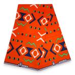 Afrikaanse stof - Oranje Bogolan - 100% katoen - 1 yard, Hobby en Vrije tijd, Stoffen en Lappen, Ophalen of Verzenden, Nieuw