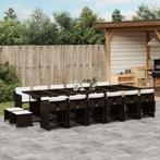 vidaXL 17-delige Tuinset met kussens poly rattan bruin, 6 zitplaatsen, Nieuw, Tuinset, Verzenden