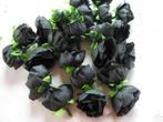 Roosjes 3 cm. zijde zwart voor corsage of zeep +/-20 stuks, Ophalen of Verzenden, Nieuw