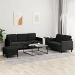 vidaXL 3-delige Loungeset fluweel zwart, Huis en Inrichting, Banken | Bankstellen, Verzenden, Nieuw, Vierpersoons of meer, Stof