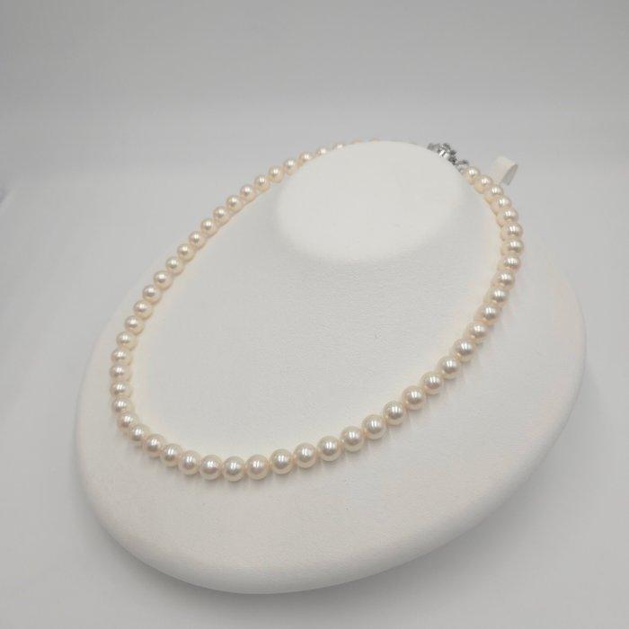 Zonder Minimumprijs - Halsketting Zilver Parel - Akoya 7.5mm, Sieraden, Tassen en Uiterlijk, Kettingen