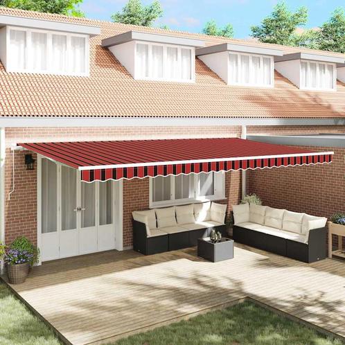 vidaXL Inklapbaar Zonnescherm Gestreept Oranje en Bruin 600, Tuin en Terras, Zonneschermen, Nieuw, Verzenden