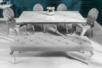 Design eettafel MODERN BAROQUE 200cm wit chroom glasblad, Huis en Inrichting, Ophalen of Verzenden, Nieuw
