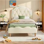 Kinderbed 90x200 cm – Gestoffeerd LED Bed met Golfhoofdeinde, Kinderen en Baby's, Kinderkamer | Bedden, Verzenden, Nieuw